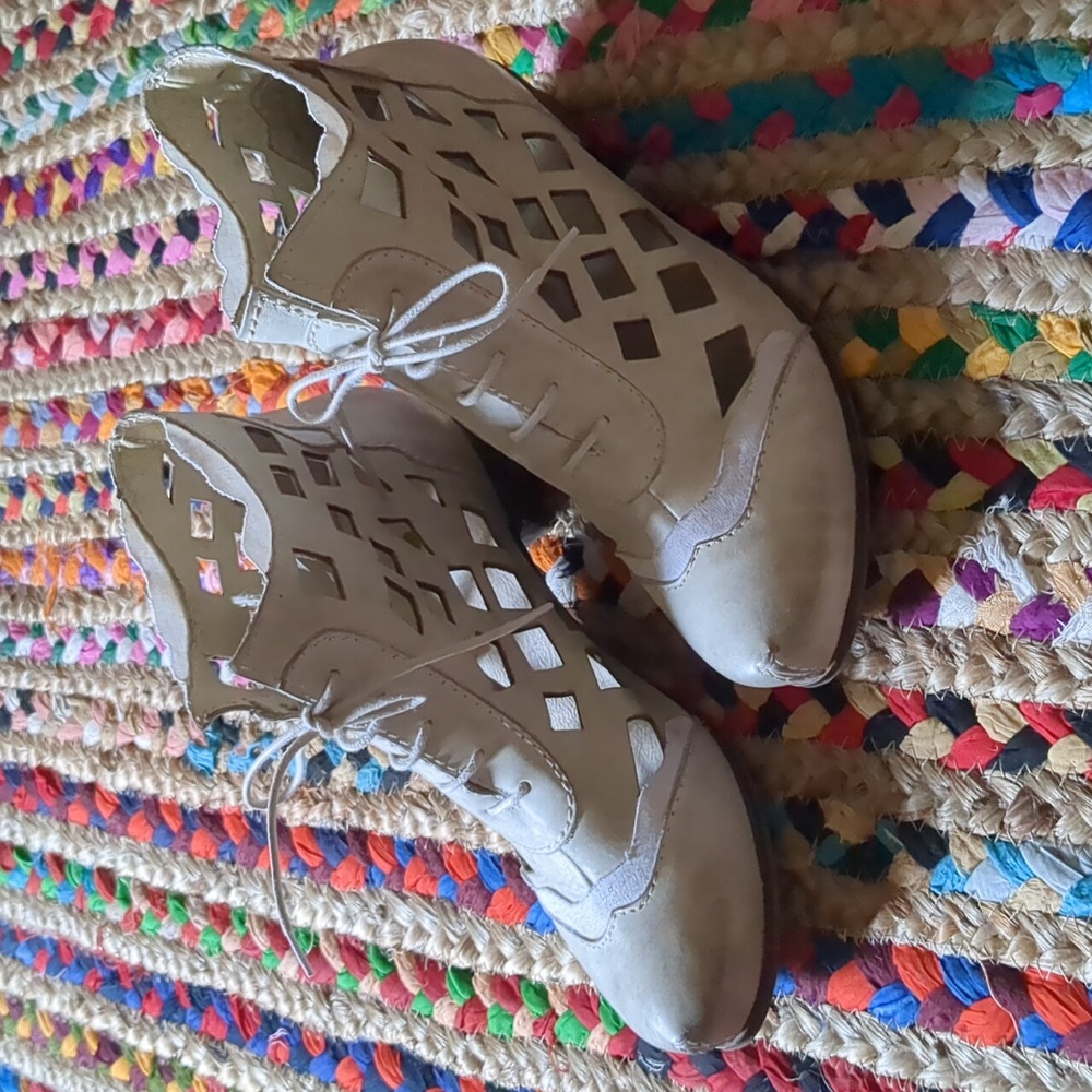 Rover Cream Cutout Ankle Granny Boots